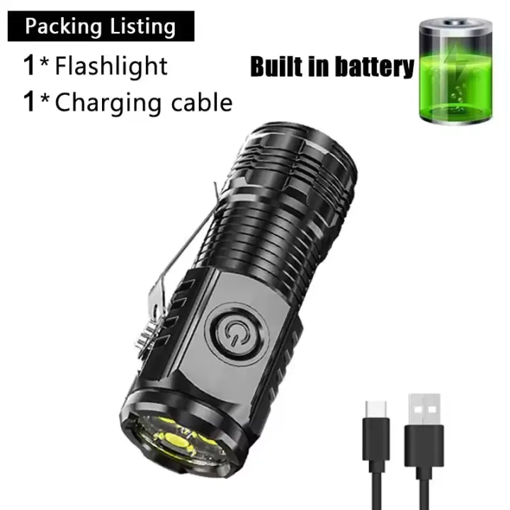 Mini Portable Outdoor Flashlight LED Flashlights High Lumens Three Eyed Rechargeable Lightning For Outdoor