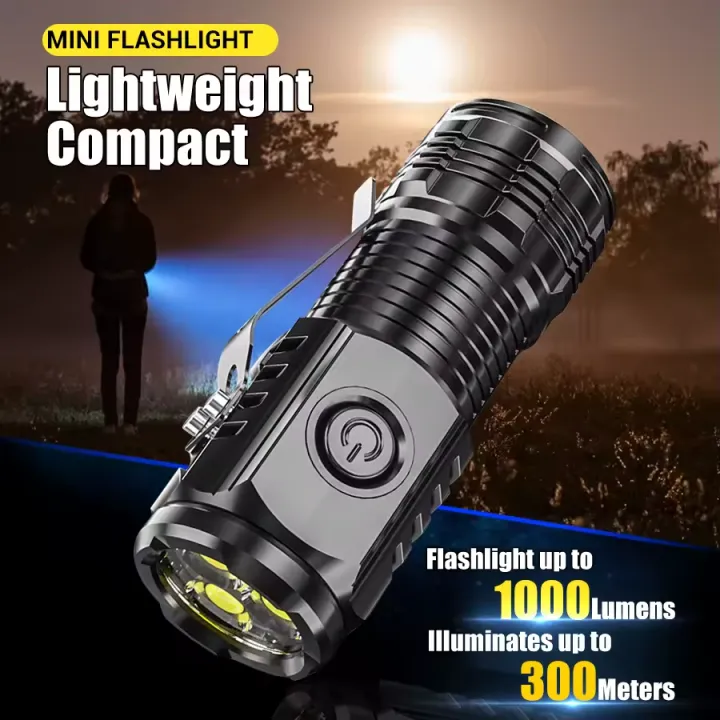 Mini Portable Outdoor Flashlight LED Flashlights High Lumens Three Eyed Rechargeable Lightning For Outdoor