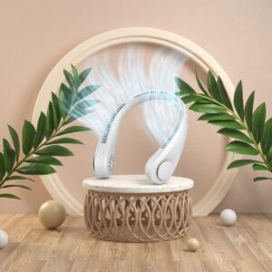 UCX Premium Portable Neck Fan - Bladeless Wearable Personal Fan - 360 Surround Airflow Rechargeable USB Fan - Ultra Quiet Hands Free Fan for Gym & Travel